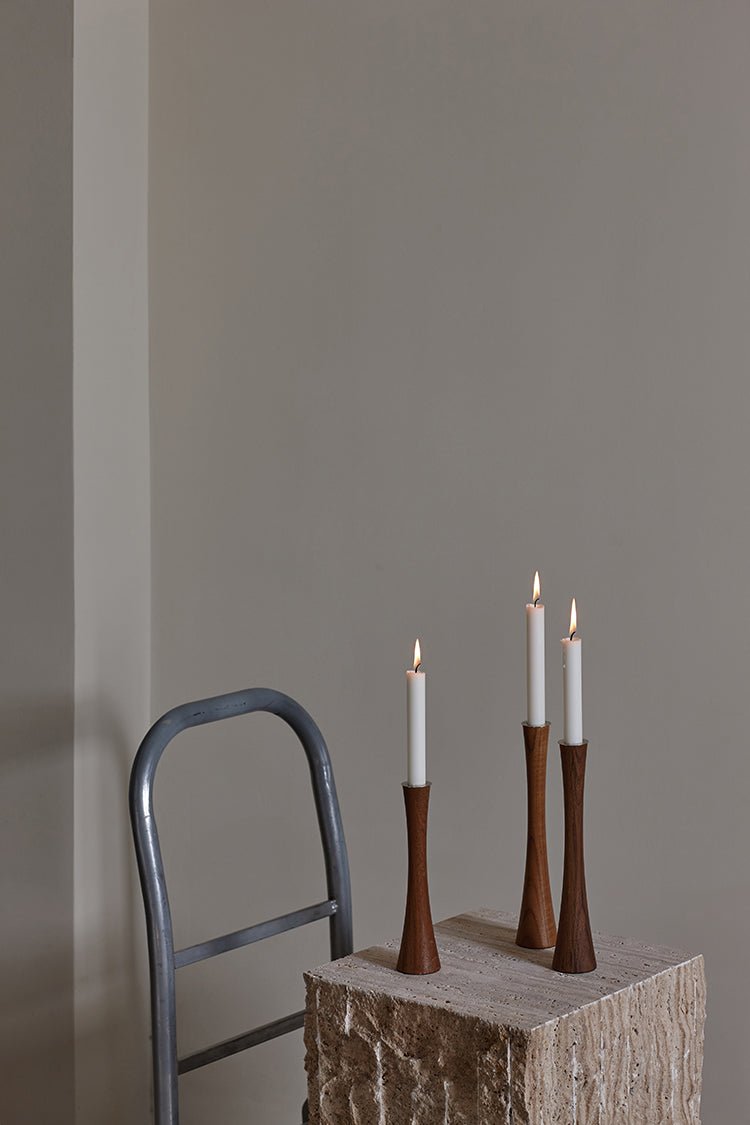 ALOTOF Handcrafted Teak Wood Pillar Candlestick Holder - ALOTOFBRASSERA