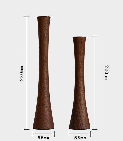 ALOTOF Handcrafted Teak Wood Pillar Candlestick Holder - ALOTOFBRASSERA