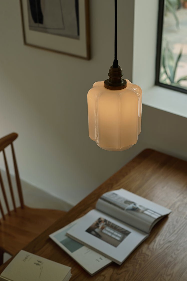 ALOTOF Milk Glass Lantern Pendant Lighting - ALOTOFBRASSERA
