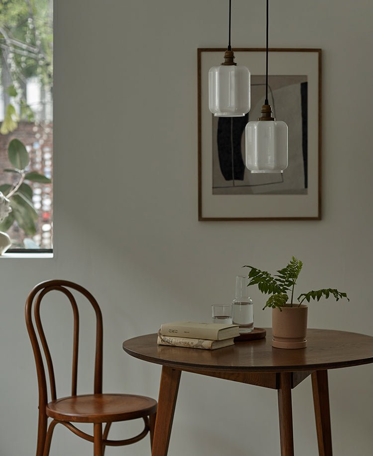 ALOTOF Milk Glass Lantern Pendant Lighting - ALOTOFBRASSERA