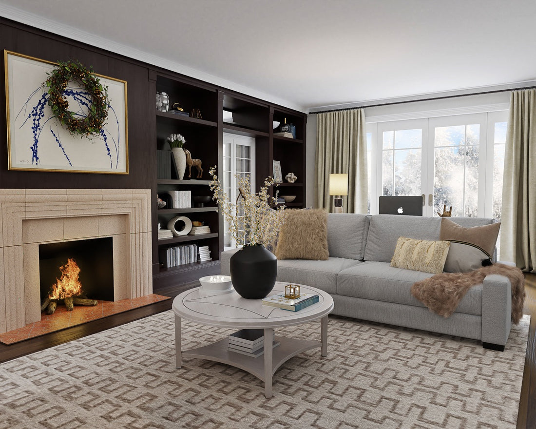 How do you style a room with a TV and fireplace?