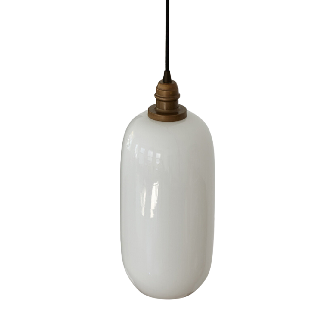 Antique Brass and Glass Cylinder Pendant Lights
