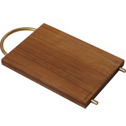 Teak Wooden Solid Cutting Board with Solid Brass Handle