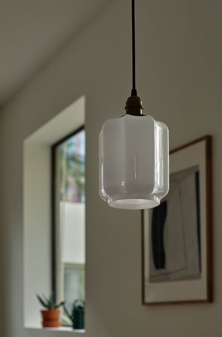 ALOTOF Milk Glass Lantern Pendant Lighting - ALOTOFBRASSERA