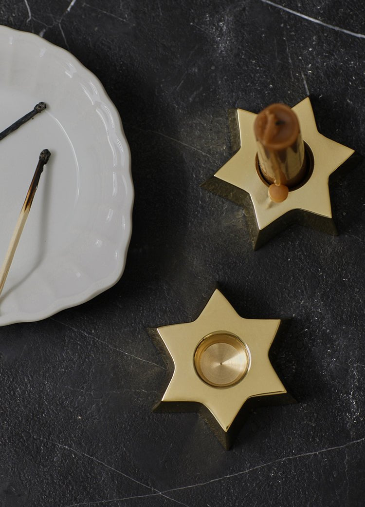 ALOTOF Starry Night Candlestick Holder | Handmade Solid Brass - ALOTOFBRASSERA