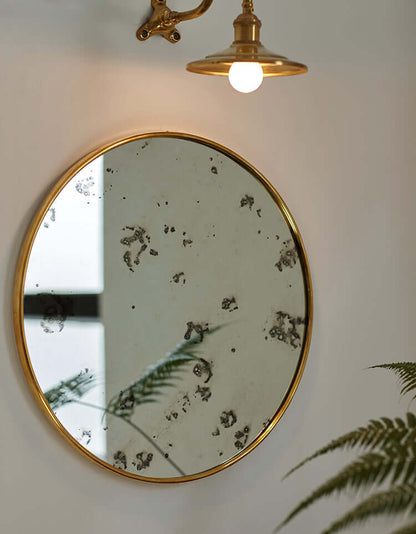 Handcrafted Antique Luxury Brass Round Wall Mirror - ALOTOFBRASSERA