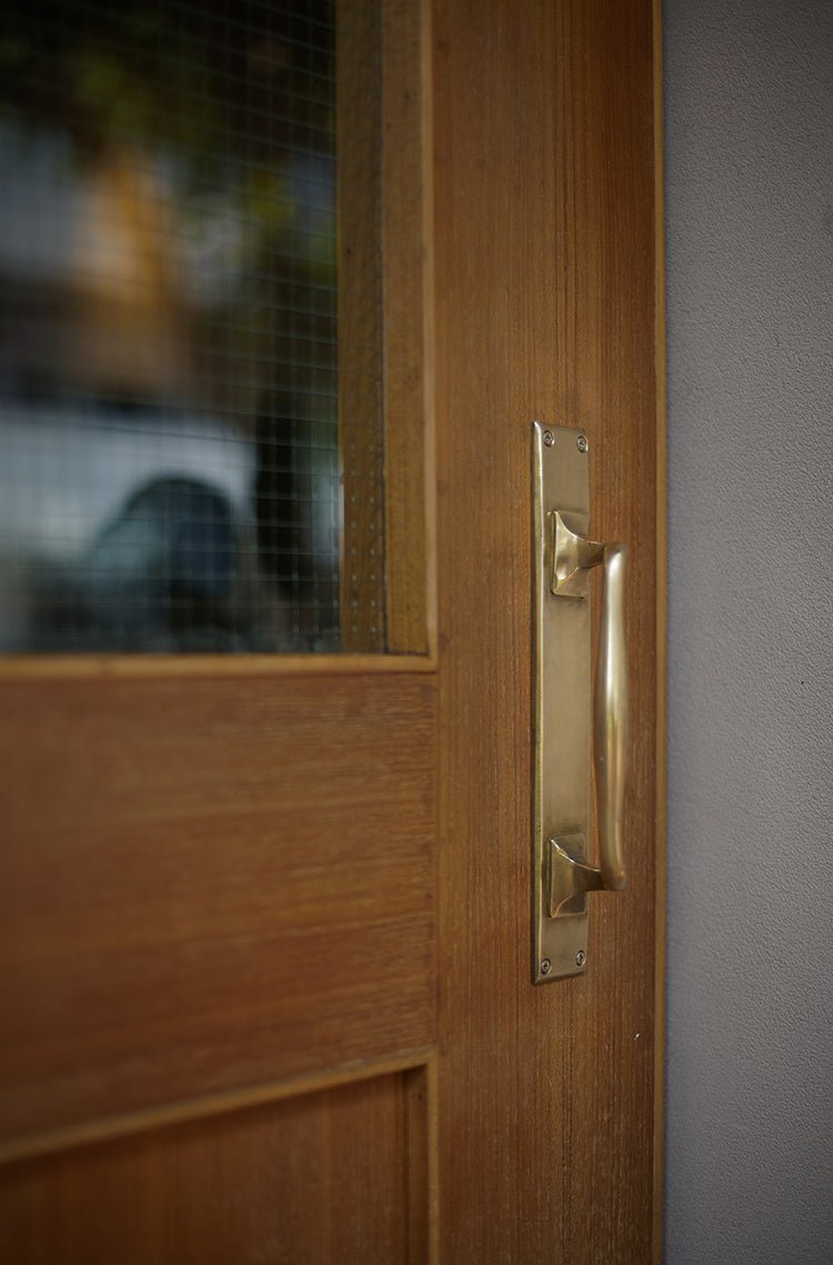 Unlaquered Brass Door Handle Rustic Door Pull Handle 7" - ALOTOFBRASSERA
